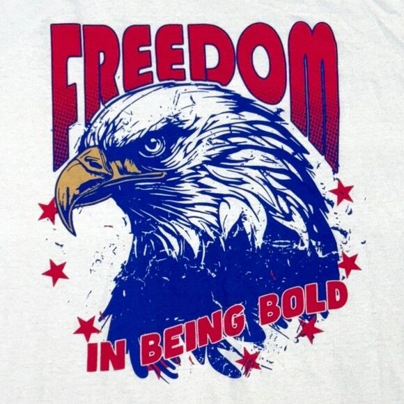 Grunt Style Mens White Freedom In Being Bold Eagle Graphic T-Shirt 4XL Patriotic - Picture 1 of 5